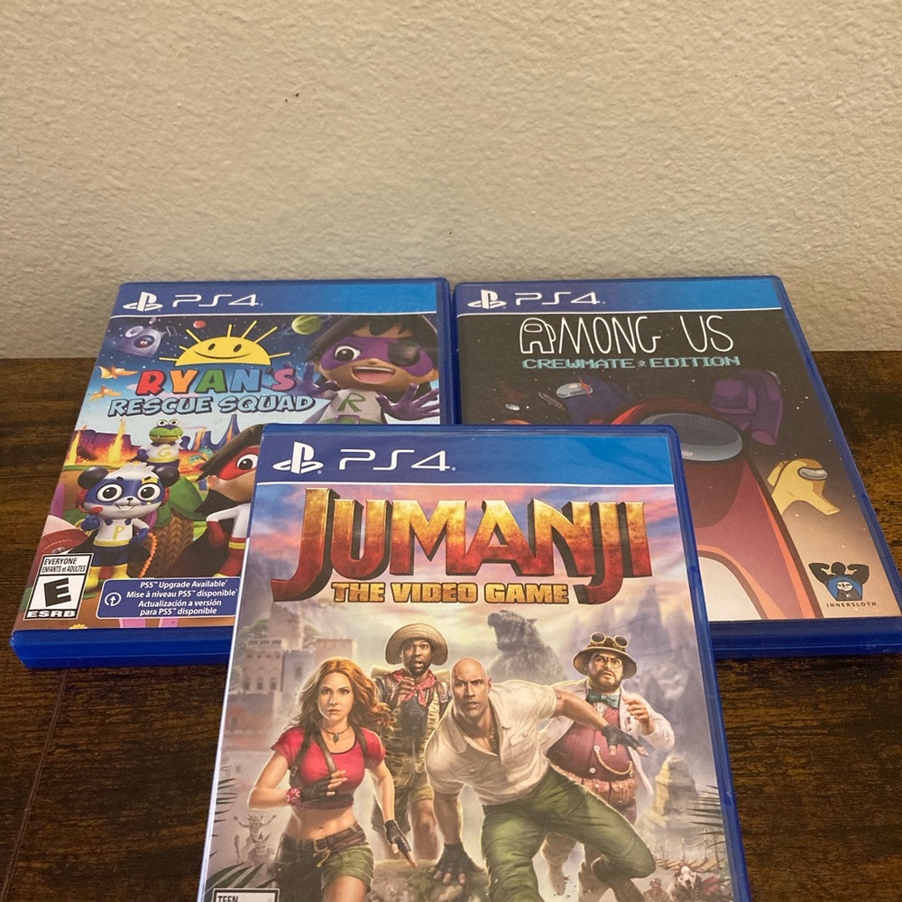 PS4 Game Bundle: Jumanji, Among Us, Ryan's Rescue Squad